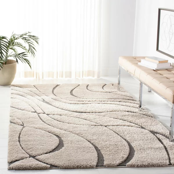 Stacie Abstract Area Rug in Cream/Gray rectangle 9'6"x13'