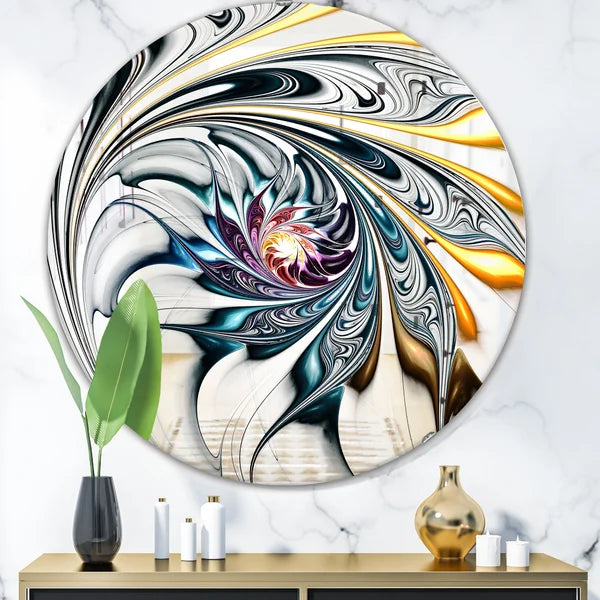 31.5" H x 31.5" W Stained Glass Floral Art Accent Wall Mirror