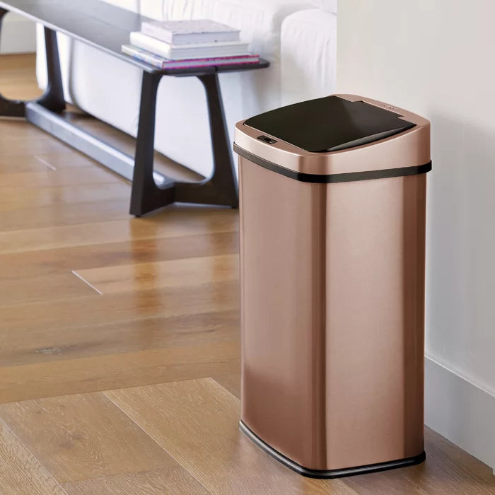 Copper Stainless Steel 13.2 Gallon Motion Sensor Trash Can