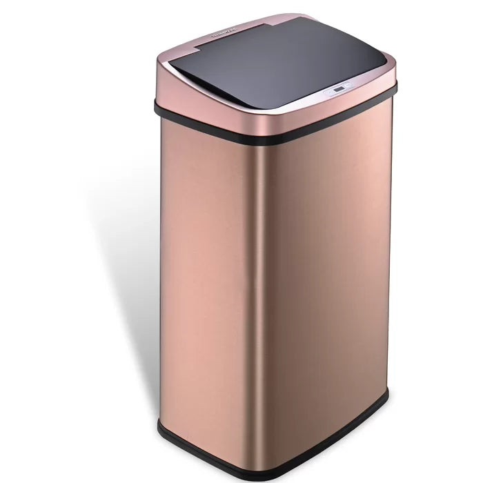 Copper Stainless Steel 13.2 Gallon Motion Sensor Trash Can