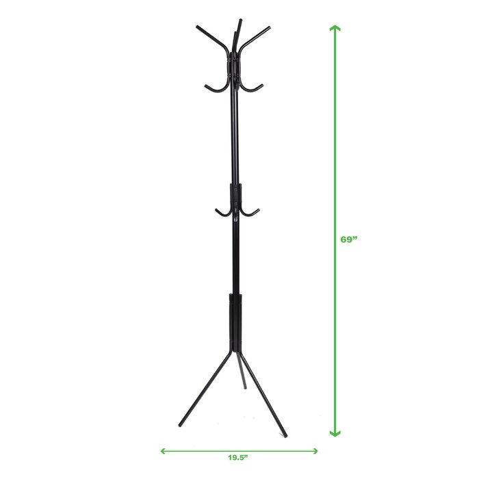 11 Hook Metal Coat Rack, Black (#K5370)