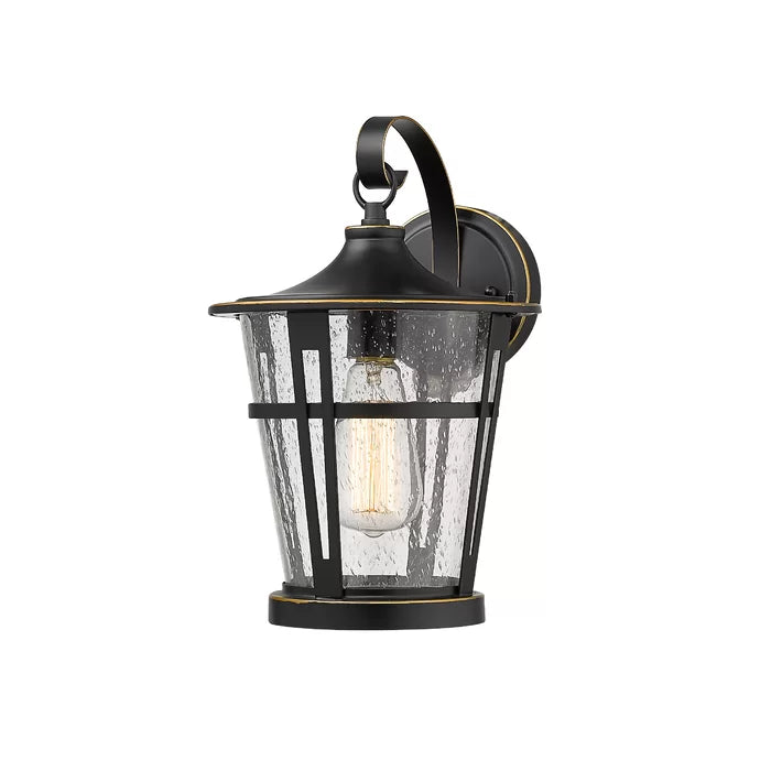 Stanford Black 13.6'' H Seeded Glass Outdoor Wall Lantern