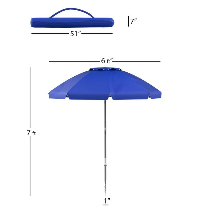 Stanhope 72" Tilting Beach Umbrella, Blue (#K2683)