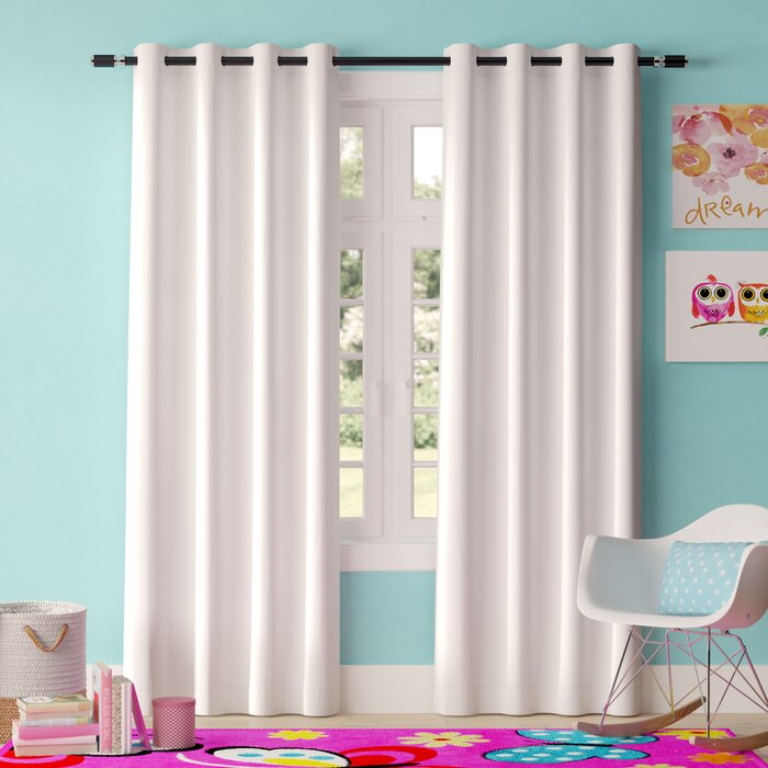 Stanton Solid Room Darkening Thermal Grommet 96" Curtain Panels (Set of 2), White #HA1052