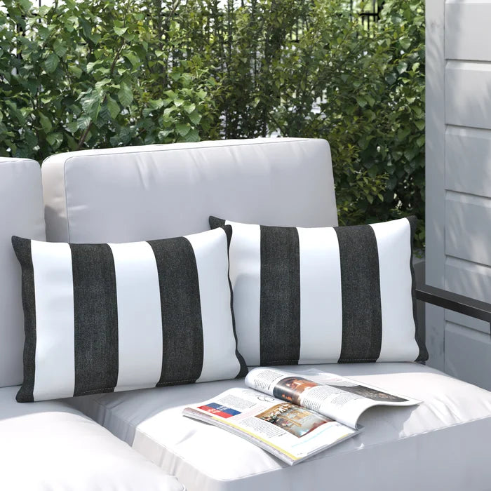 13"H x 20"W Black/White Stapleford Outdoor Rectangular Pillow Cover & Insert (Set of 2)