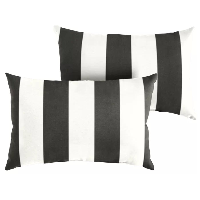 13"H x 20"W Black/White Stapleford Outdoor Rectangular Pillow Cover & Insert (Set of 2)
