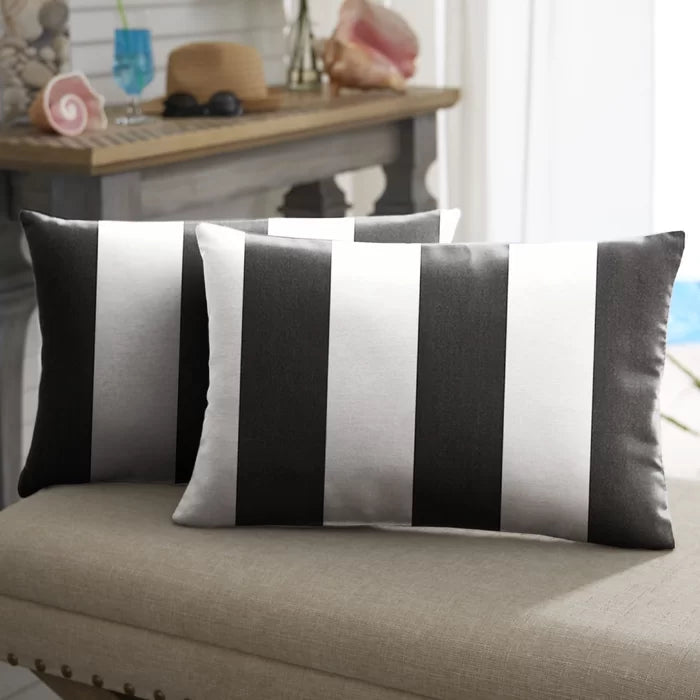 13"H x 20"W Black/White Stapleford Outdoor Rectangular Pillow Cover & Insert (Set of 2)