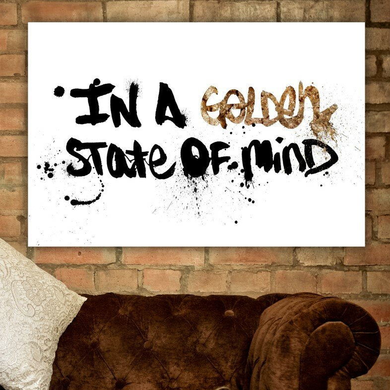 30" H x 45" W x 1.5" D Black/Gold State of Mind - Wrapped Canvas Textual Art Print K7184
