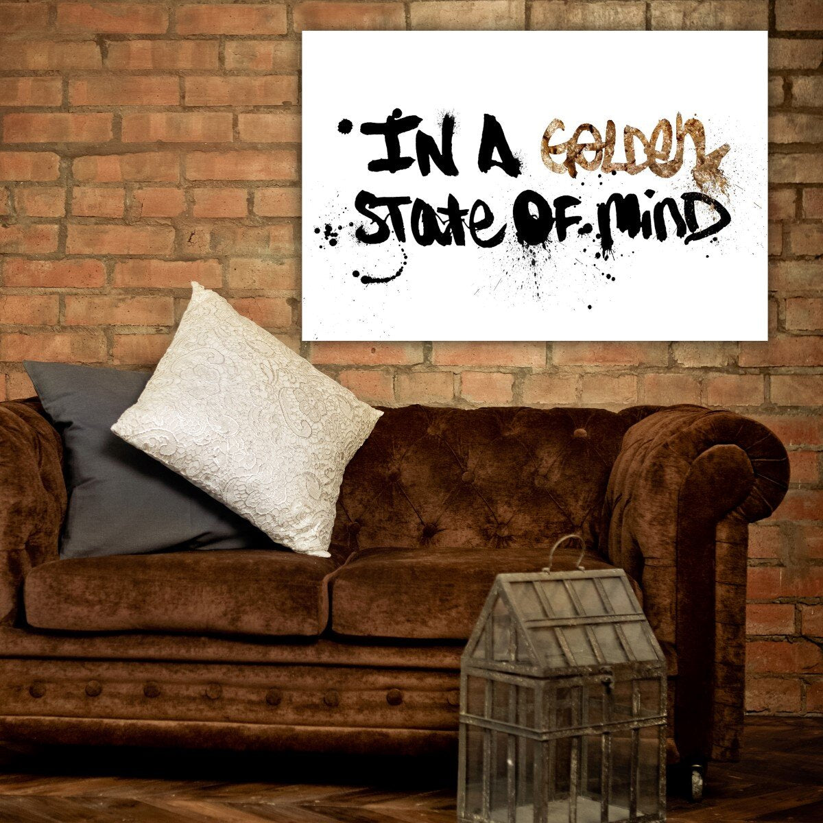 30" H x 45" W x 1.5" D Black/Gold State of Mind - Wrapped Canvas Textual Art Print K7184