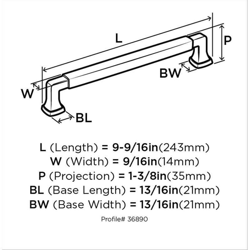 Satin Nickel Stature 8 13/16" Center To Center Bar Pull (Set of 3) B9-MS104