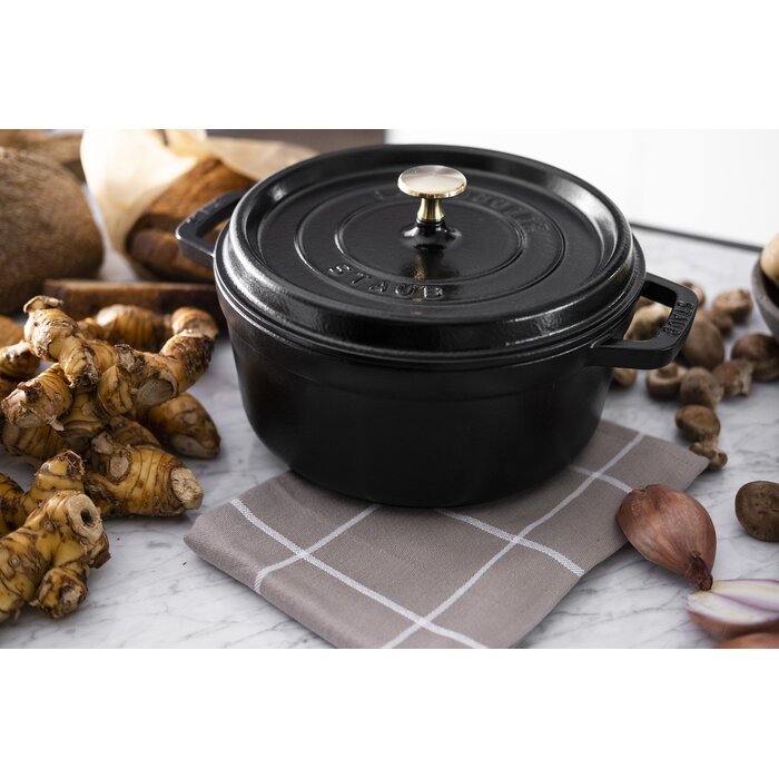 Black Matte Staub 4 qt. Cast Iron Round Dutch Oven LX5557