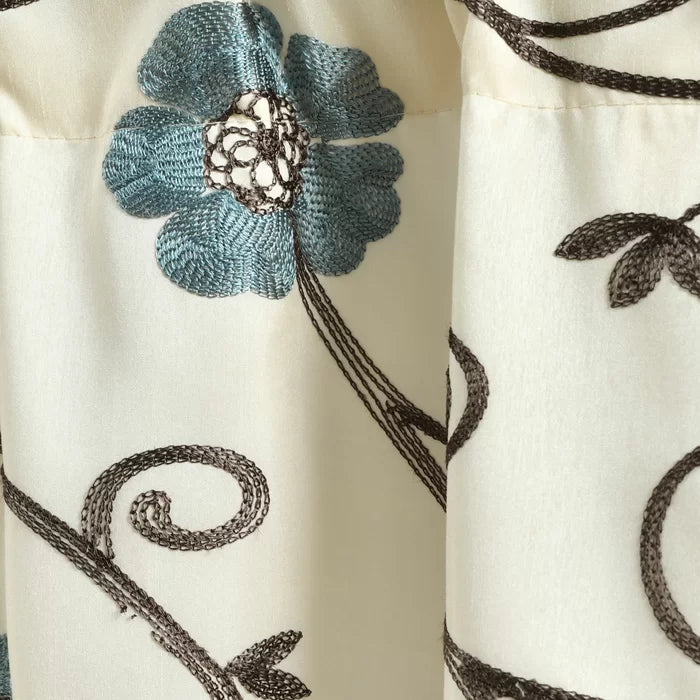 Blue Steinke Floral Scalloped 42'' Window Valance, (Set of 7)