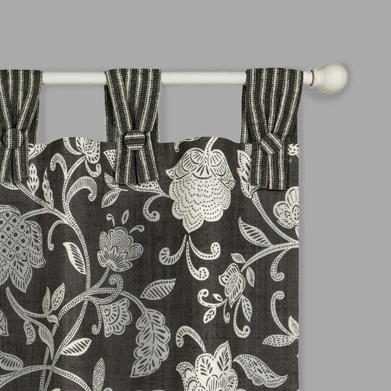 Black Stencil Vine 52" Window Valance (Set of 2) K8128