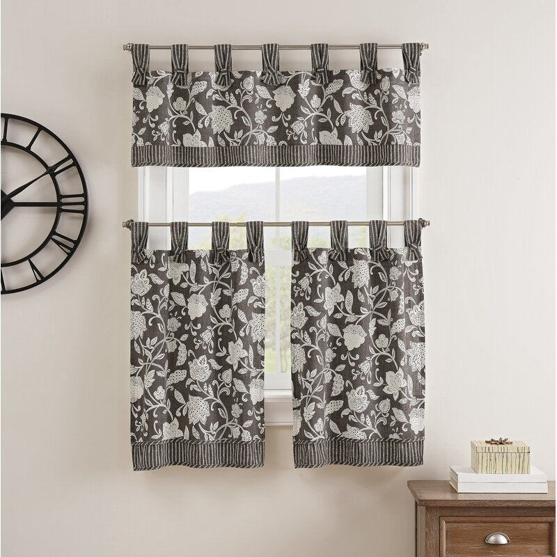 Black Stencil Vine 52" Window Valance (Set of 2) K8128
