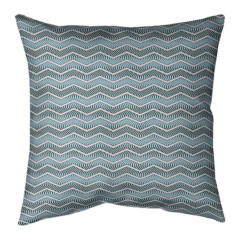 14" x 14" Teal Stephenie Wavy Chevrons Throw Pillow AT219
