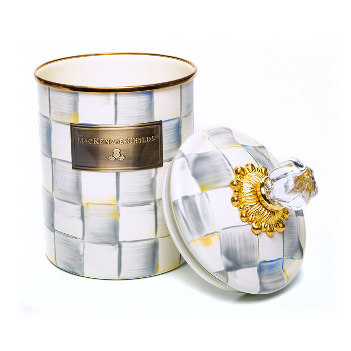 8.5" H x 5" W x 5" D Sterling Check Enamel Canister, (Set of 3)