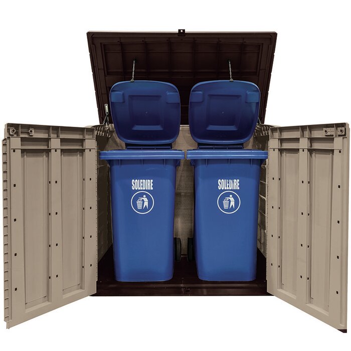 Store-It-Out Max 5' x 3' Plastic Horizontal Garbage Shed, Beige/Brown #HA1108