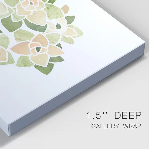 16" H x 48" W x 1" D Succulent Cameo XII - 3 Piece Wrapped Canvas Print Set