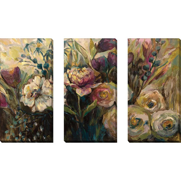 32" H x 48" W x 0.75" D Summer Garden - 3 Piece Wrapped Canvas Painting