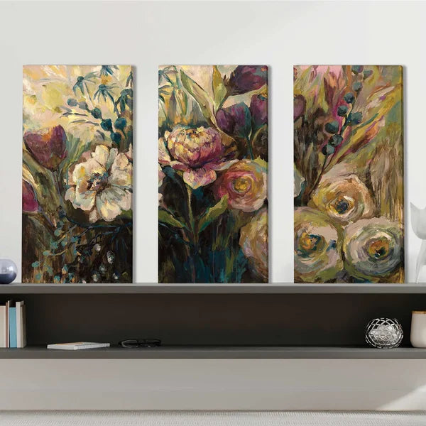 32" H x 48" W x 0.75" D Summer Garden - 3 Piece Wrapped Canvas Painting