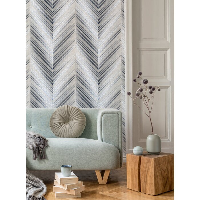 48" L x 24" W Navy Summerdale Peel and Stick Wallpaper Panel