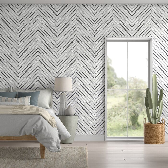 48" L x 24" W Navy Summerdale Peel and Stick Wallpaper Panel