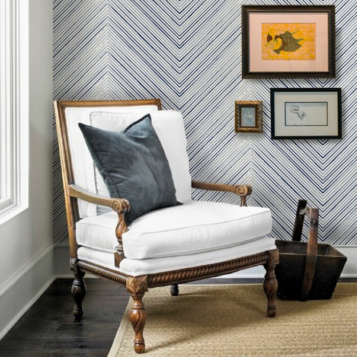 48" L x 24" W Navy Summerdale Peel and Stick Wallpaper Panel