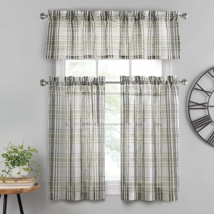 Black Sumner Plaid Tailored 52'' Window Valance