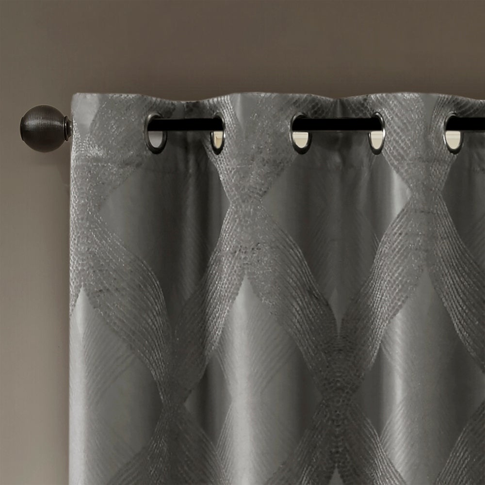 Abel Ogee Knitted Jacquard Total Blackout Curtain Panel by SunSmart ss430
