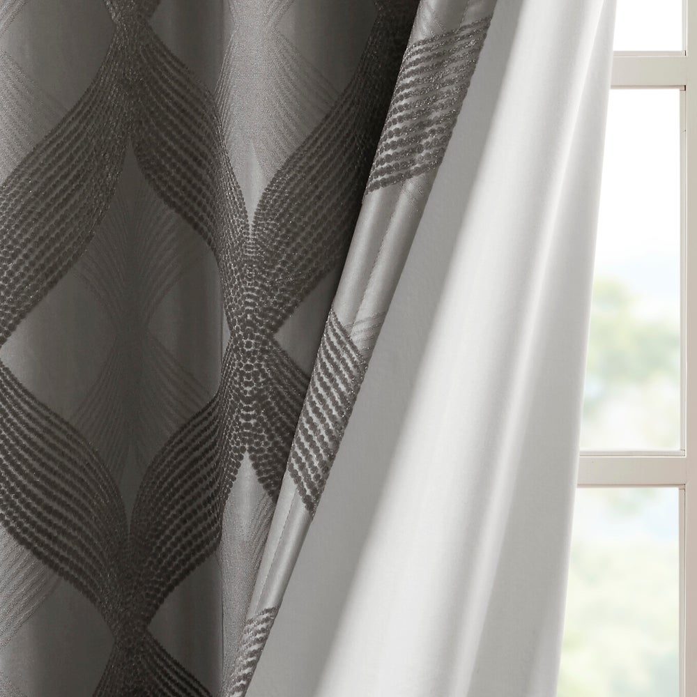 Abel Ogee Knitted Jacquard Total Blackout Curtain Panel by SunSmart ss430
