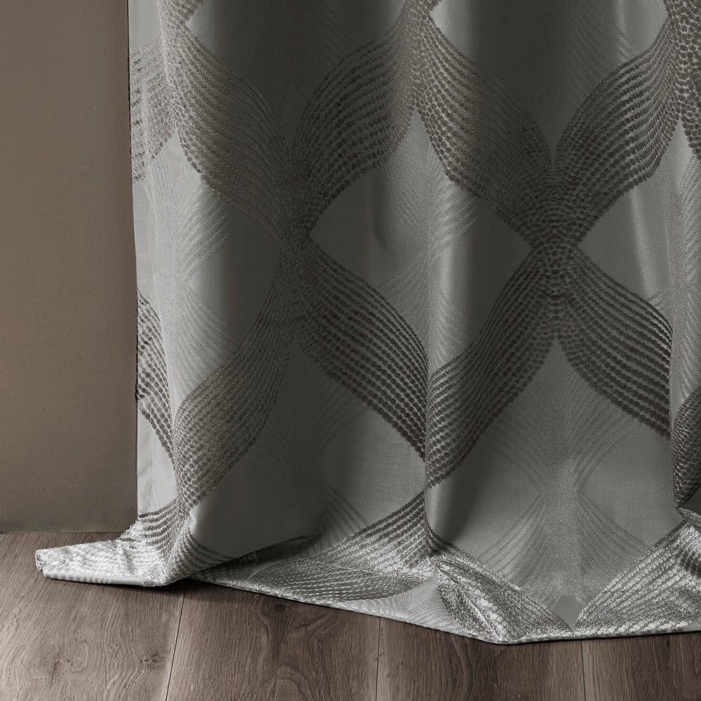 Abel Ogee Knitted Jacquard Total Blackout Curtain Panel by SunSmart ss430