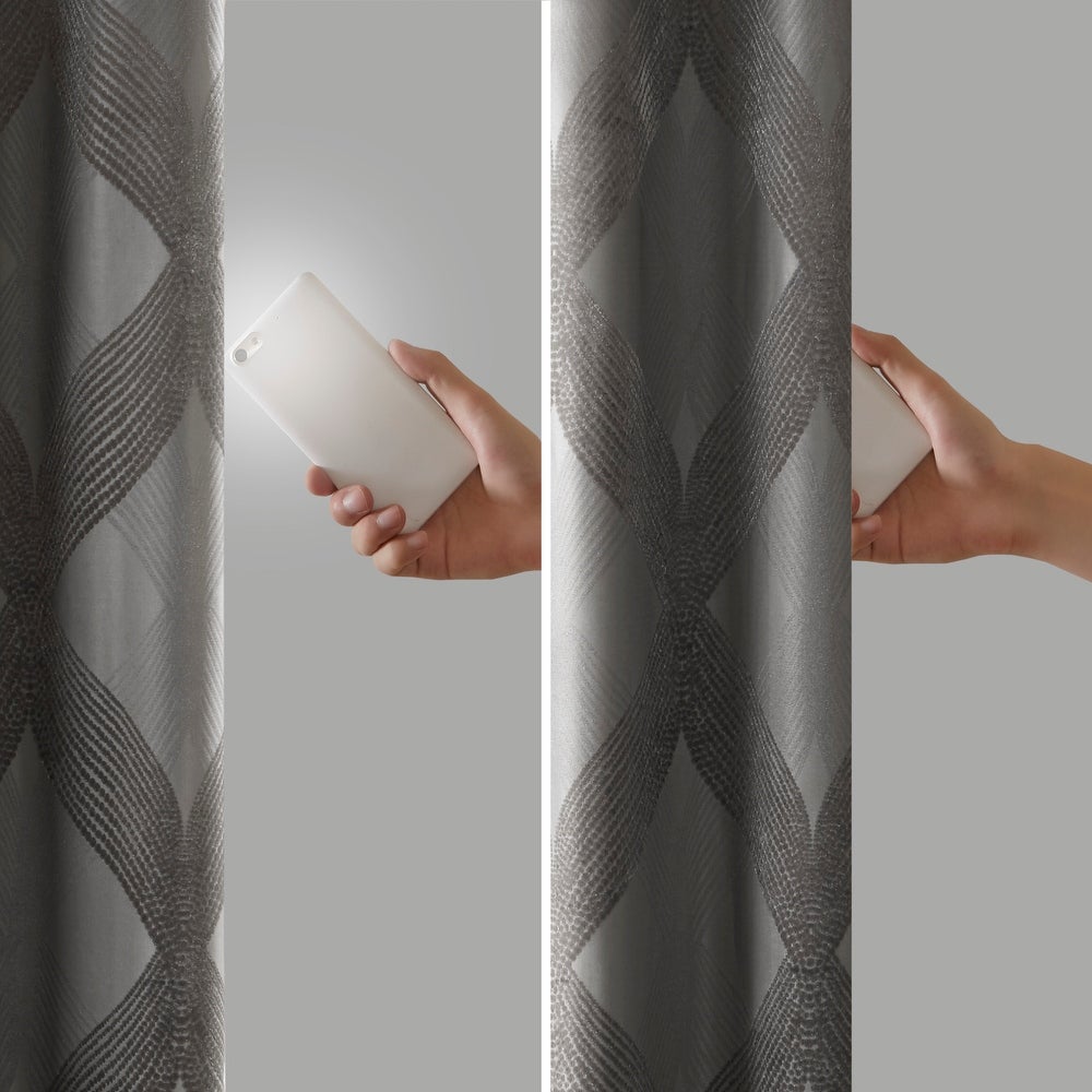 Abel Ogee Knitted Jacquard Total Blackout Curtain Panel by SunSmart ss430