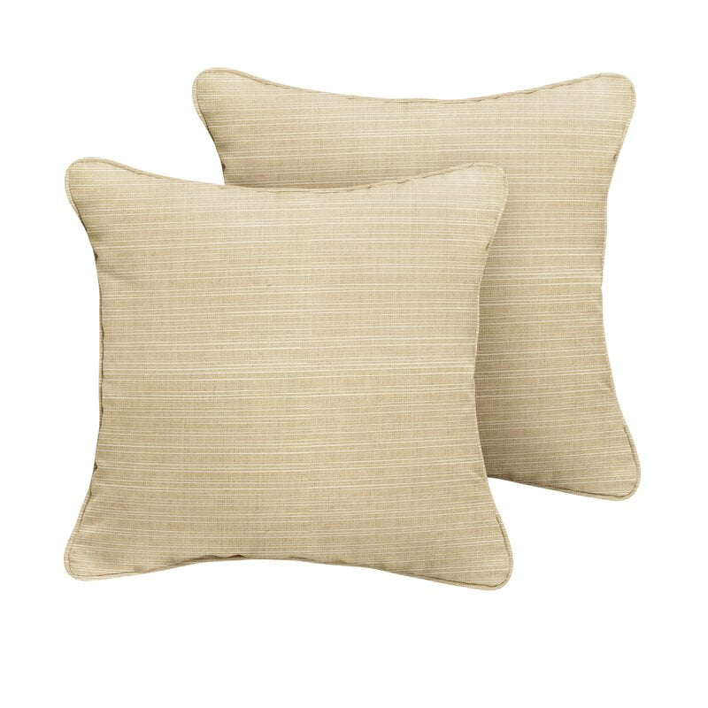 Beige Sunbrella Textured Yellow Indoor/Outdoor Throw Pillow, (Set of 2) B125-DS322