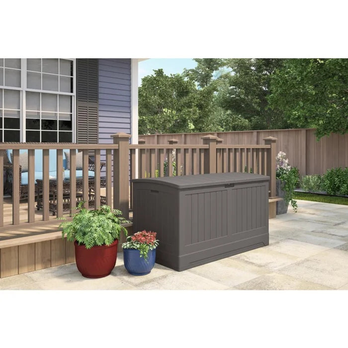 200 Gallons Gallon Water Resistant Resin Lockable Deck Box in Grey