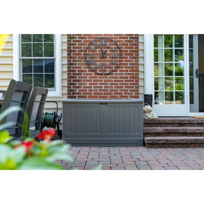200 Gallons Gallon Water Resistant Resin Lockable Deck Box in Stoney Gray