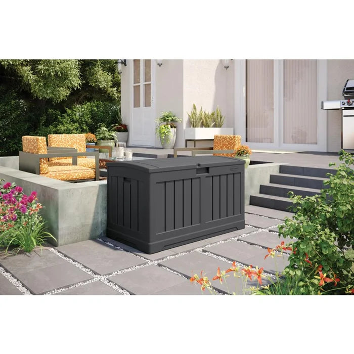 50 Gallons Gallon Water Resistant Resin Lockable Deck Box in Peppercorn