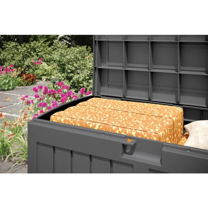 50 Gallons Gallon Water Resistant Resin Lockable Deck Box in Peppercorn