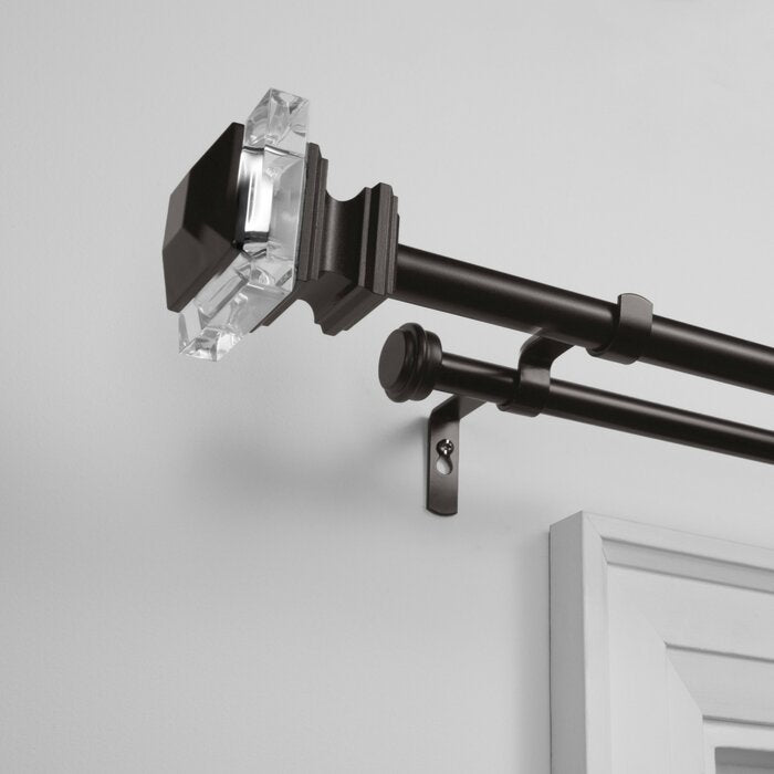 2.75" H x 72" W x 2.95" D Matte Bronze Sunnydale Adjustable 72" to 120" 0.75'' Double Curtain Rod