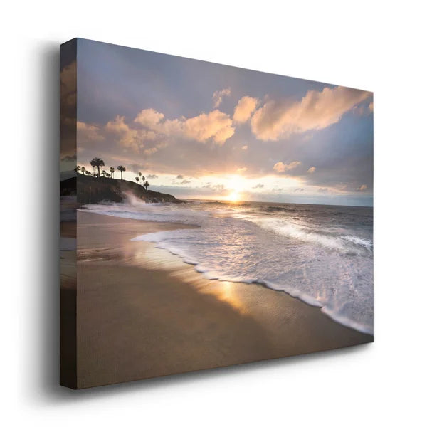 48" H x 32" W x 1" D Sunset Beach - Wrapped Canvas Print