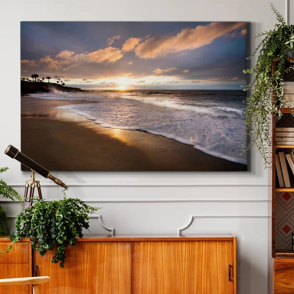 48" H x 32" W x 1" D Sunset Beach - Wrapped Canvas Print