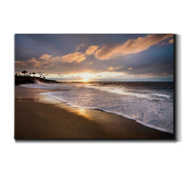 48" H x 32" W x 1" D Sunset Beach - Wrapped Canvas Print