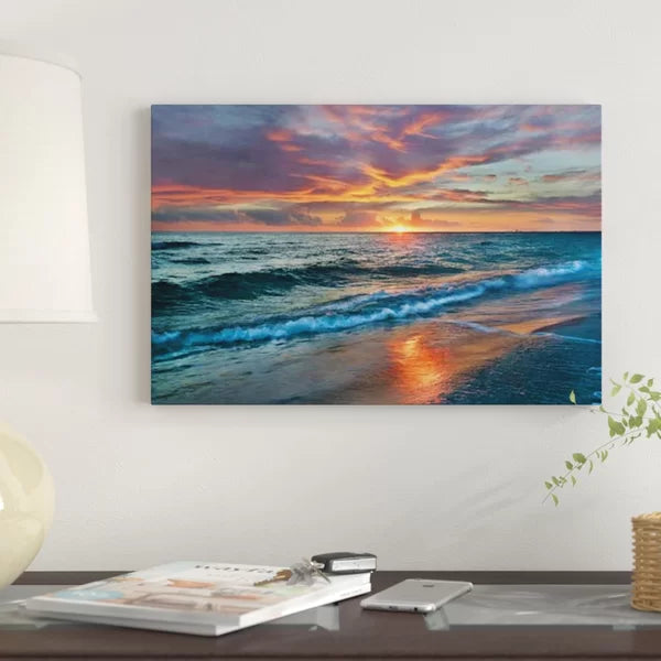 18" H x 26" W x 0.75" D Sunset Over Ocean, Gulf Islands National Seashore, Florida by Tim Fitzharris - Wrapped Canvas Photograph