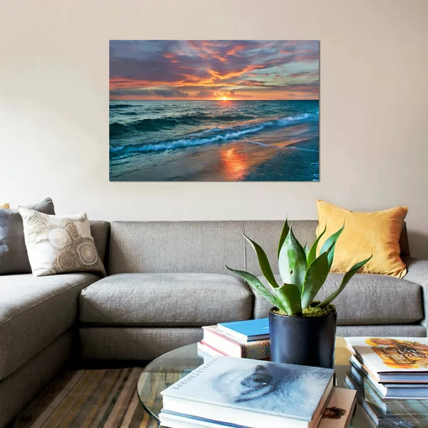 18" H x 26" W x 0.75" D Sunset Over Ocean, Gulf Islands National Seashore, Florida by Tim Fitzharris - Wrapped Canvas Photograph