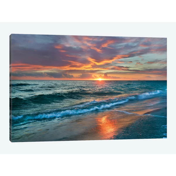 18" H x 26" W x 0.75" D Sunset Over Ocean, Gulf Islands National Seashore, Florida by Tim Fitzharris - Wrapped Canvas Photograph
