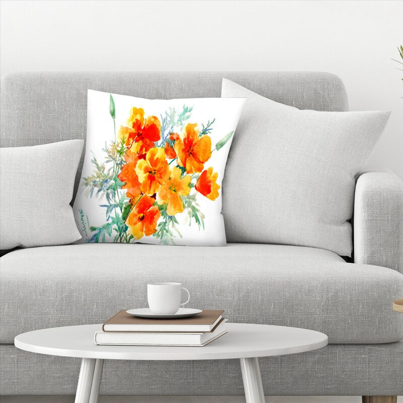 14" x 14" Suren Nersisyan Floral Throw Pillow Cover, B130-DS622