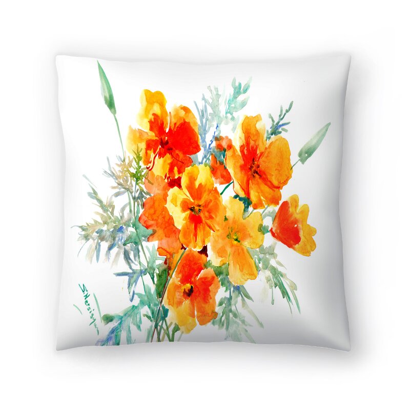 14" x 14" Suren Nersisyan Floral Throw Pillow Cover, B130-DS622