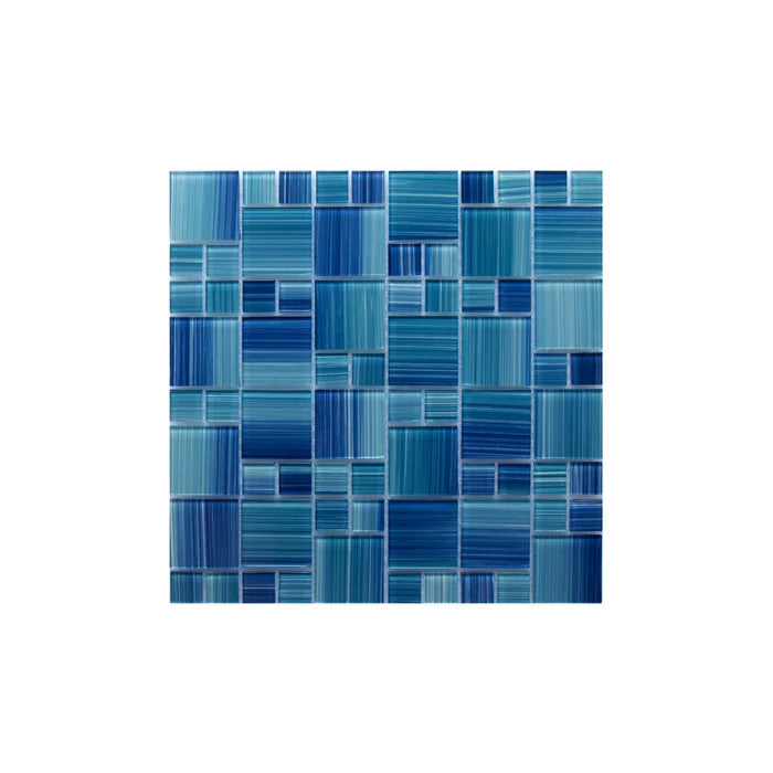 Swimming Pool Random Sized Straight Edge Glass Mosaic Tile, (24 Pieces ...