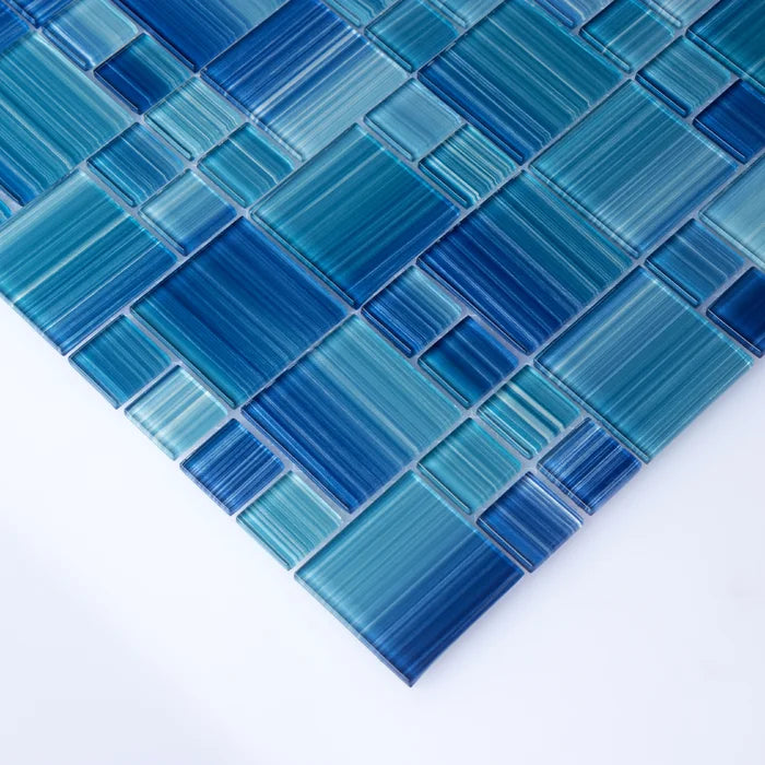 Swimming Pool Random Sized Straight Edge Glass Mosaic Tile, (24 Pieces ...
