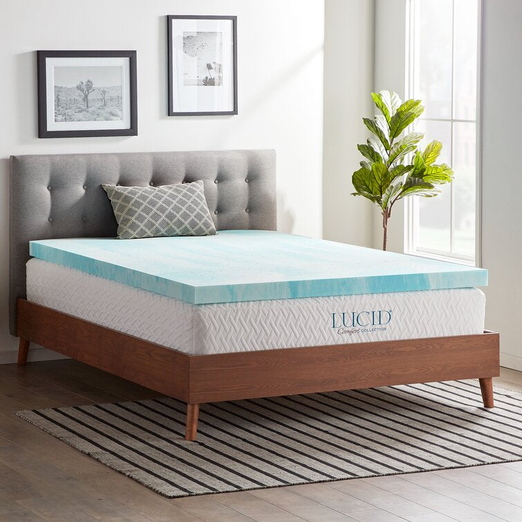 Blue Swirl 3" Gel Memory Foam Mattress Topper, MG333