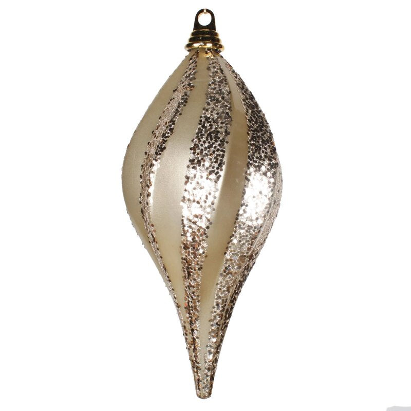 12" H x 6" W x 6" D Champagne Swirl Drop Christmas Finial Shaped Ornament B71-VS199